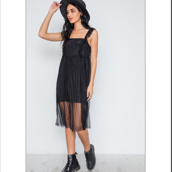 Sheer Dress With Slip - Picture 3 of 8